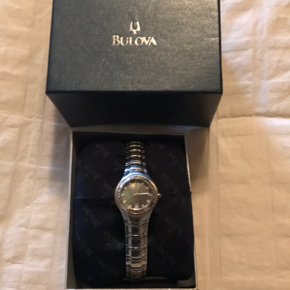 Bulova Diamond accents black mother of pearl watch